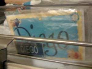 La cama de Diego en el NICU.